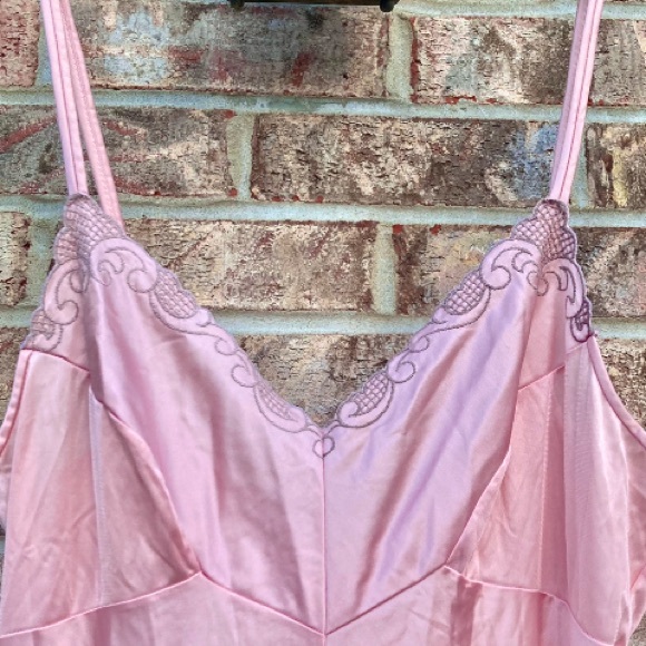 Vintage 1970 Collector Item Dreamy Dreamcore Light Pink Coquette Slip Maxi Dress - Picture 14 of 15